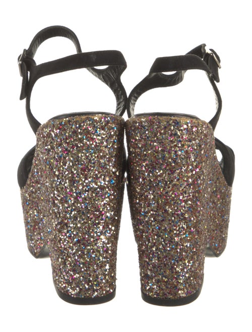 Saint Laurent Suede Glitter Accents Slingback Sandals