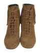 Saint Laurent Suede Fringe Trim Accent Lace-Up Boots