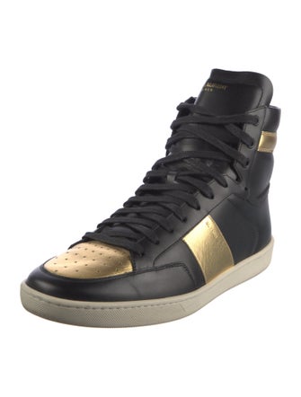 Saint Laurent Leather Colorblock Pattern Sneakers