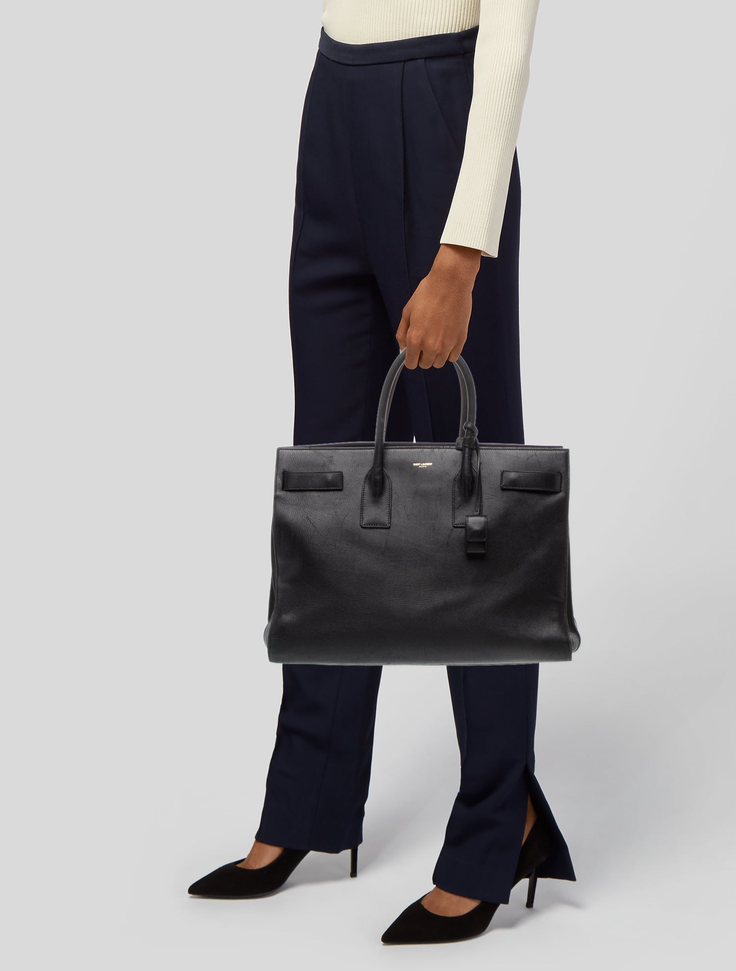 Saint Laurent Leather Sac De Jour Large