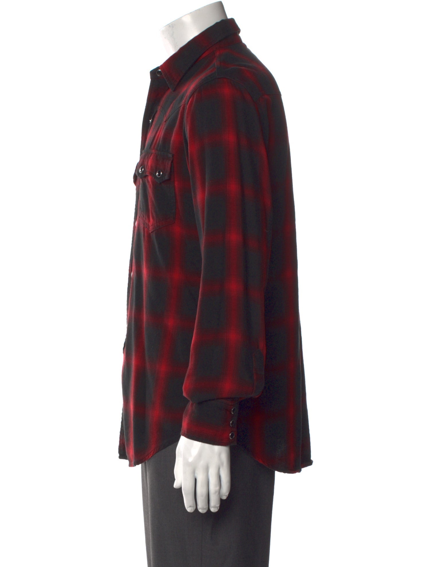 Saint Laurent 2015 Plaid Print Western Shirt