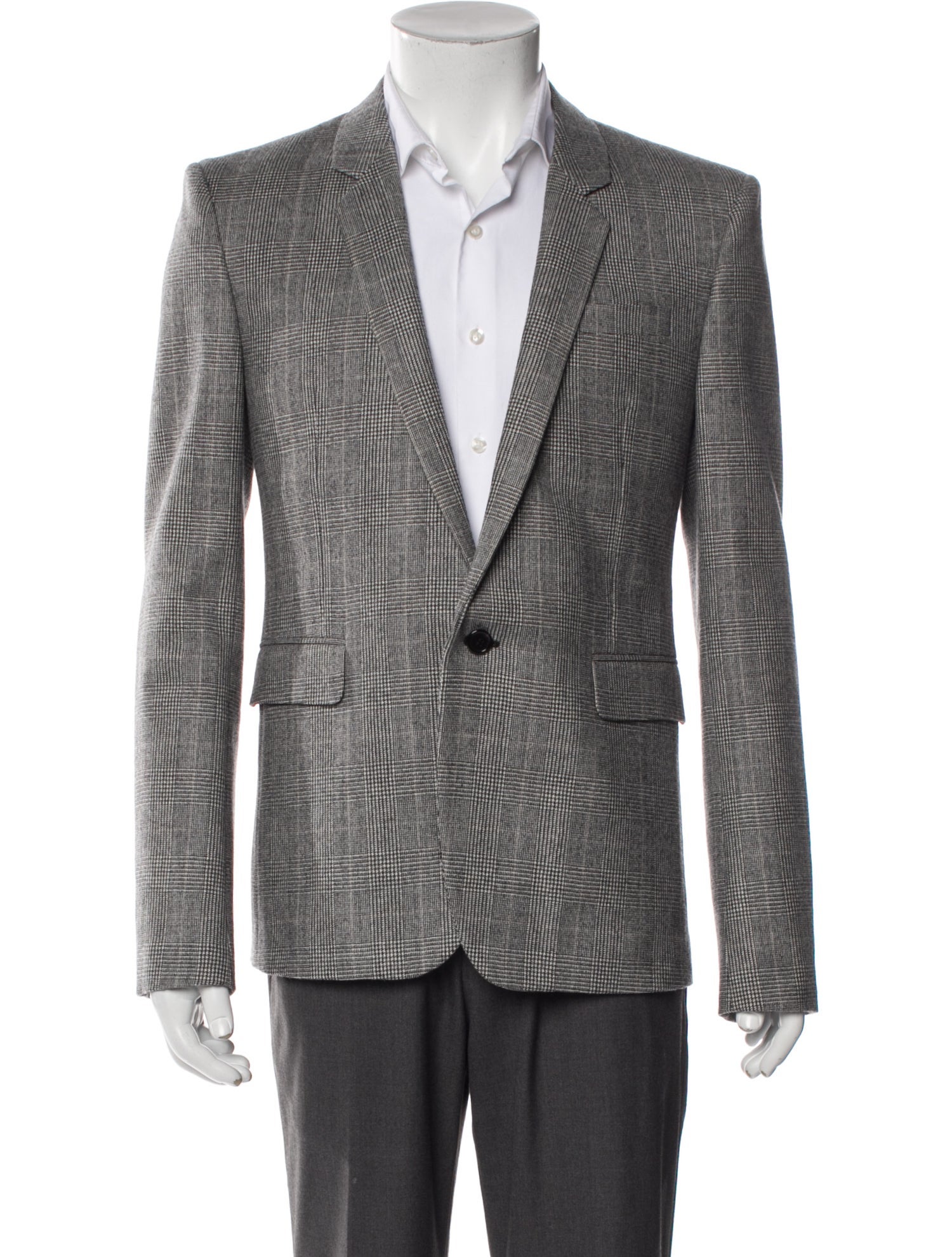 Saint Laurent Wool Plaid Print Blazer