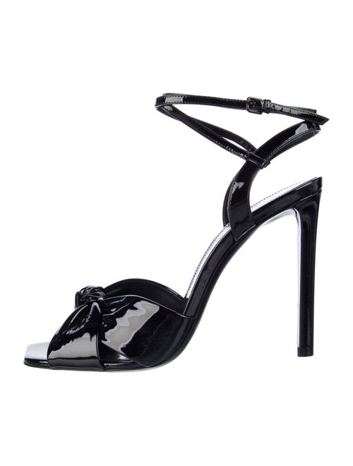 Saint Laurent Patent Leather Bow Accents Sandals