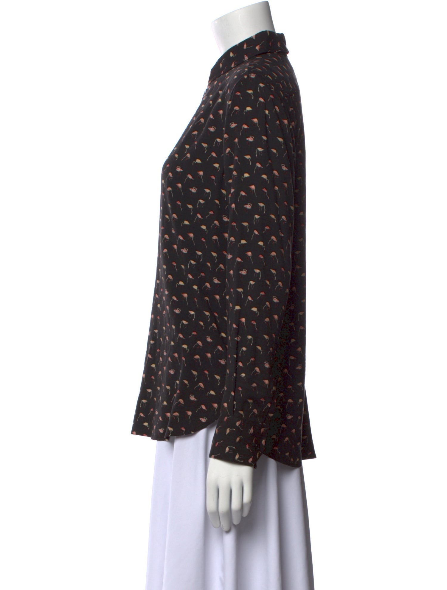 Saint Laurent Printed Long Sleeve Button-Up Top