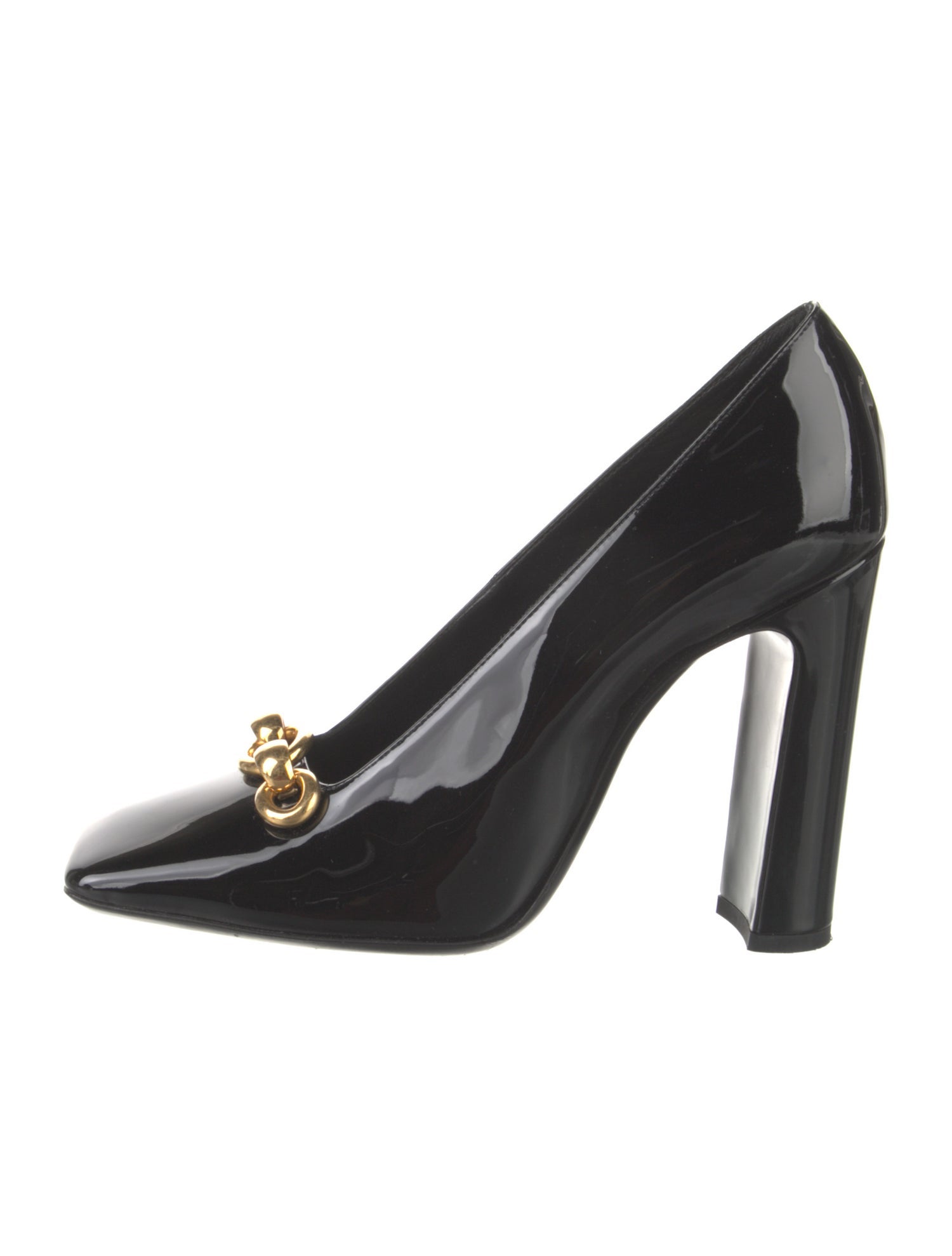 Saint Laurent Patent Leather Chain-Link Accents Pumps