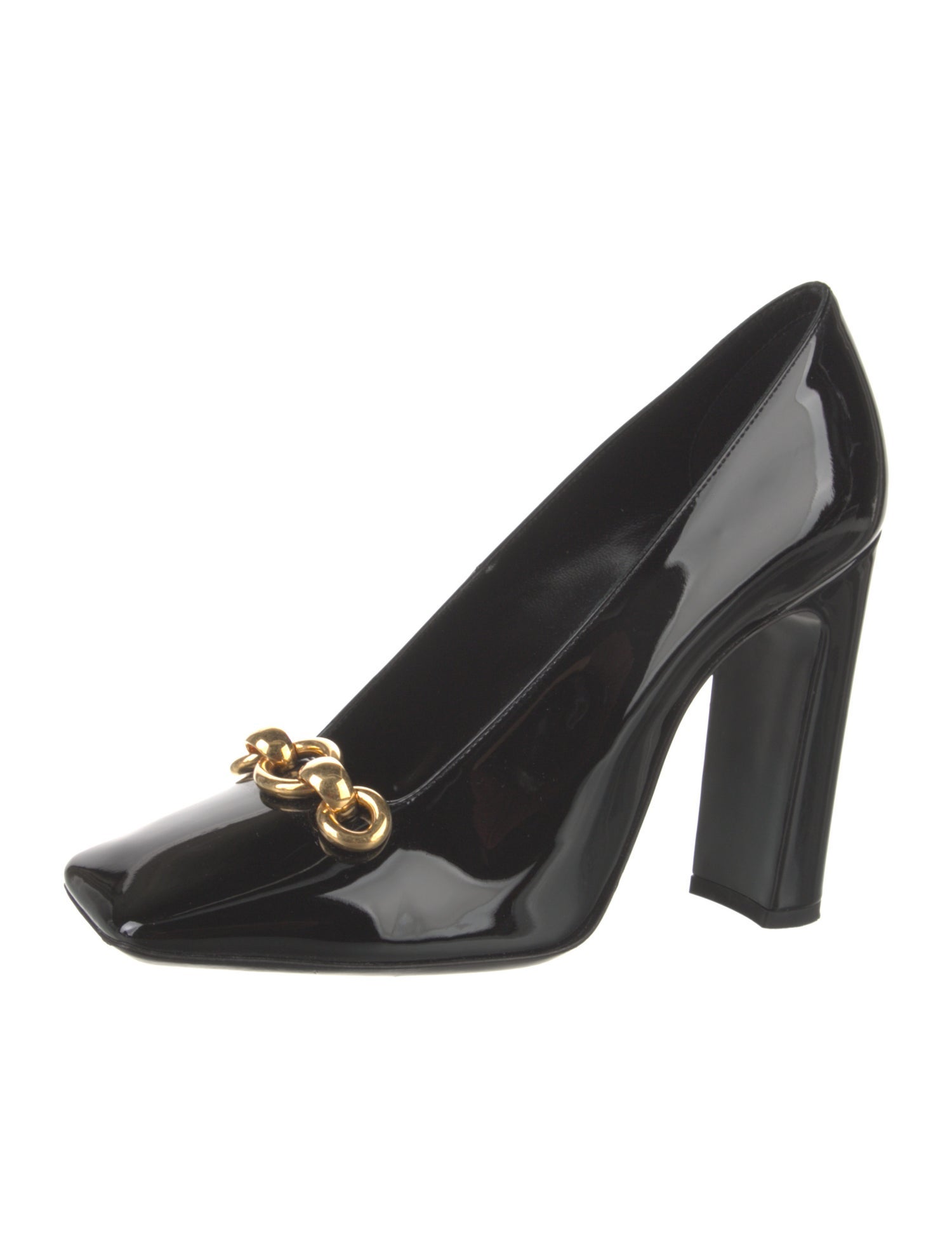 Saint Laurent Patent Leather Chain-Link Accents Pumps