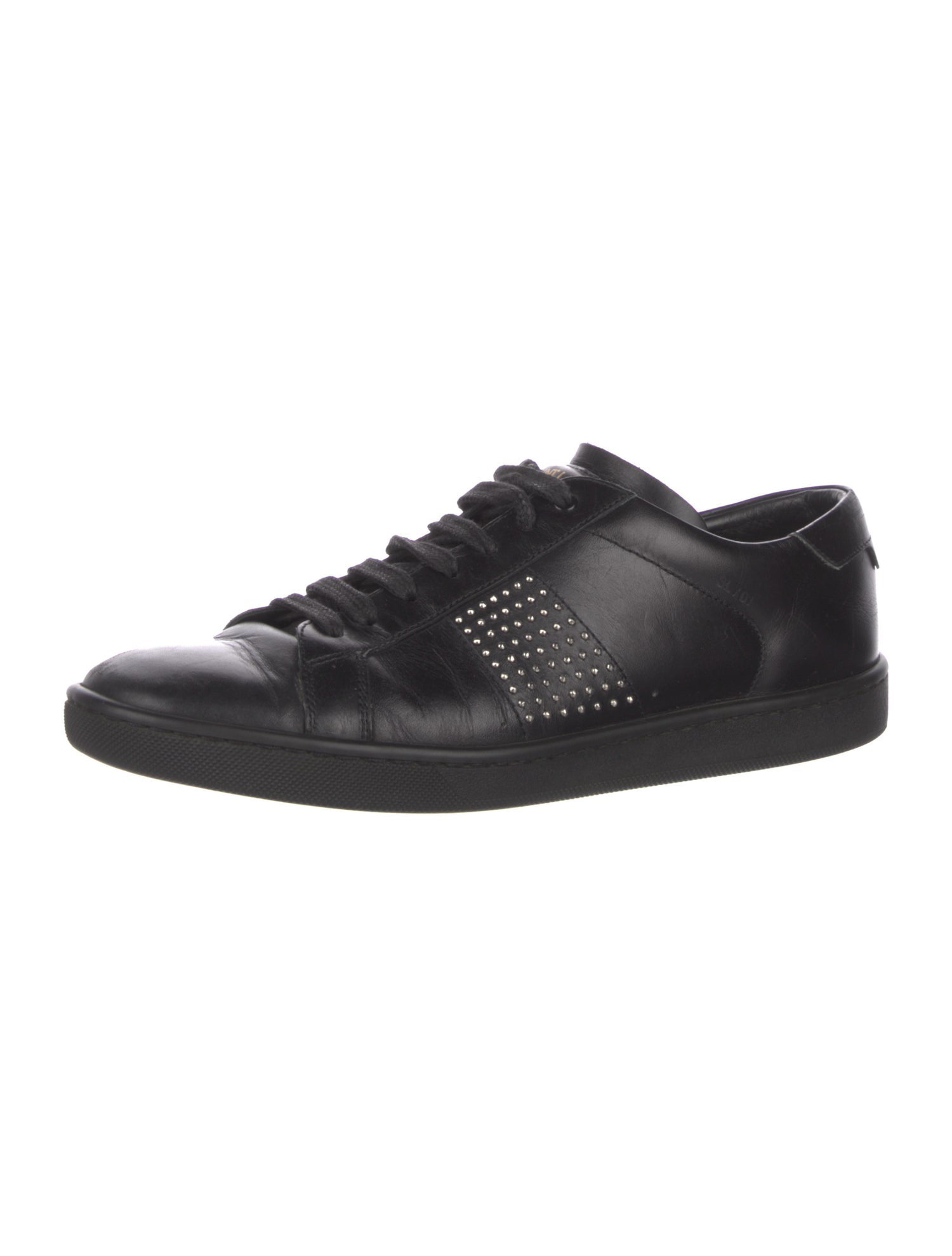 Saint Laurent Leather Studded Accents Sneakers