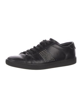 Saint Laurent Leather Studded Accents Sneakers