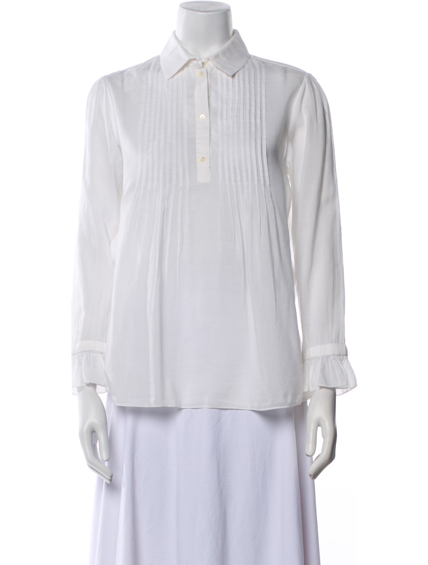 Saint Laurent Three-Quarter Sleeve Button-Up Top