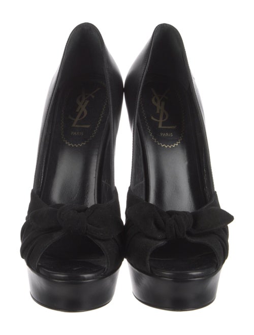 Saint Laurent Leather Bow Accents Pumps