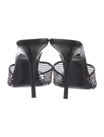 Saint Laurent Leather Crystal Embellishments Slides