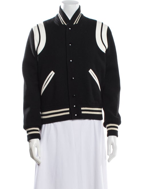 Saint Laurent Virgin Wool Graphic Print Bomber Jacket