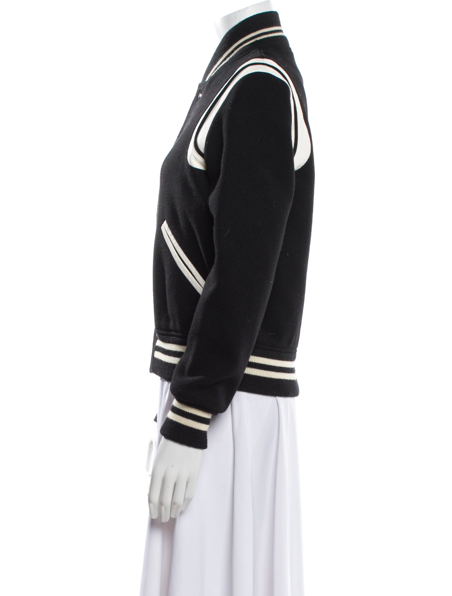 Saint Laurent Virgin Wool Graphic Print Bomber Jacket