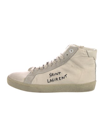 Saint Laurent Canvas Embroidered Accent Sneakers