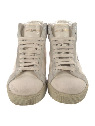 Saint Laurent Canvas Embroidered Accent Sneakers
