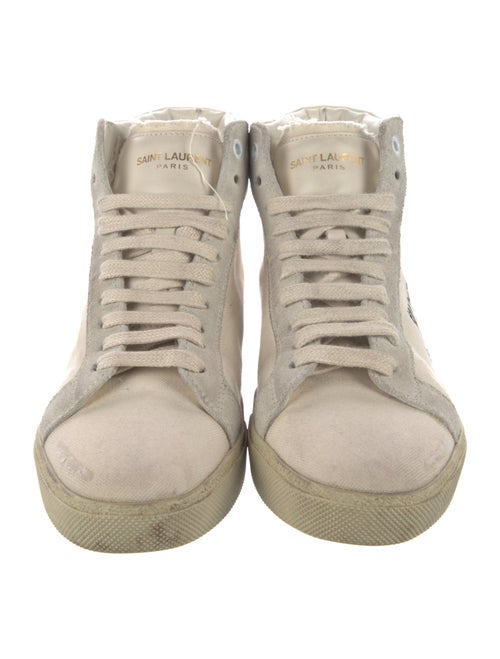 Saint Laurent Canvas Embroidered Accent Sneakers