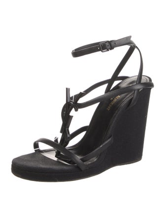 Saint Laurent Signature Logo Leather Espadrilles