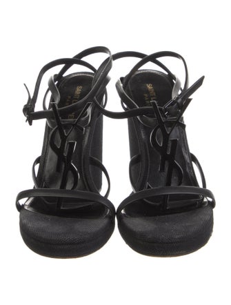 Saint Laurent Signature Logo Leather Espadrilles