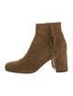 Saint Laurent Suede Fringe Trim Accent Boots