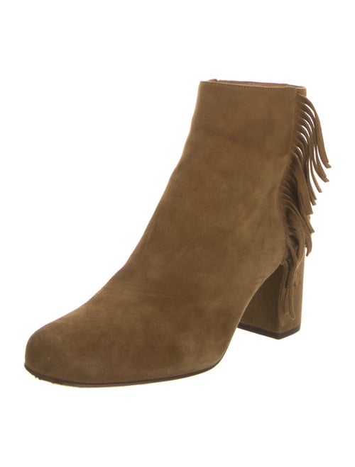 Saint Laurent Suede Fringe Trim Accent Boots