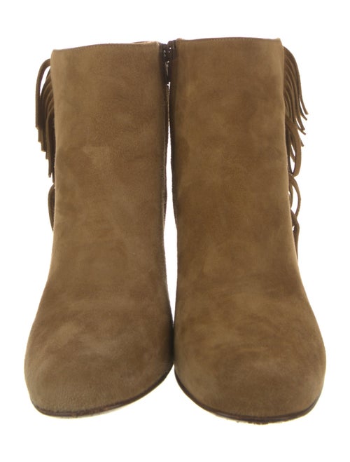Saint Laurent Suede Fringe Trim Accent Boots