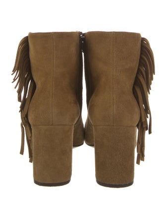 Saint Laurent Suede Fringe Trim Accent Boots