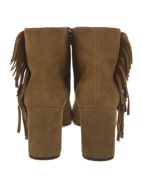 Saint Laurent Suede Fringe Trim Accent Boots
