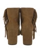 Saint Laurent Suede Fringe Trim Accent Boots