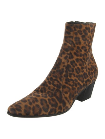 Saint Laurent Suede Animal Print Boots