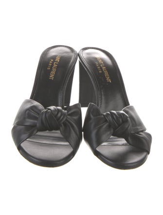 Saint Laurent Leather Ruffle Embellishment Slides