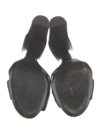 Saint Laurent Leather Ruffle Embellishment Slides