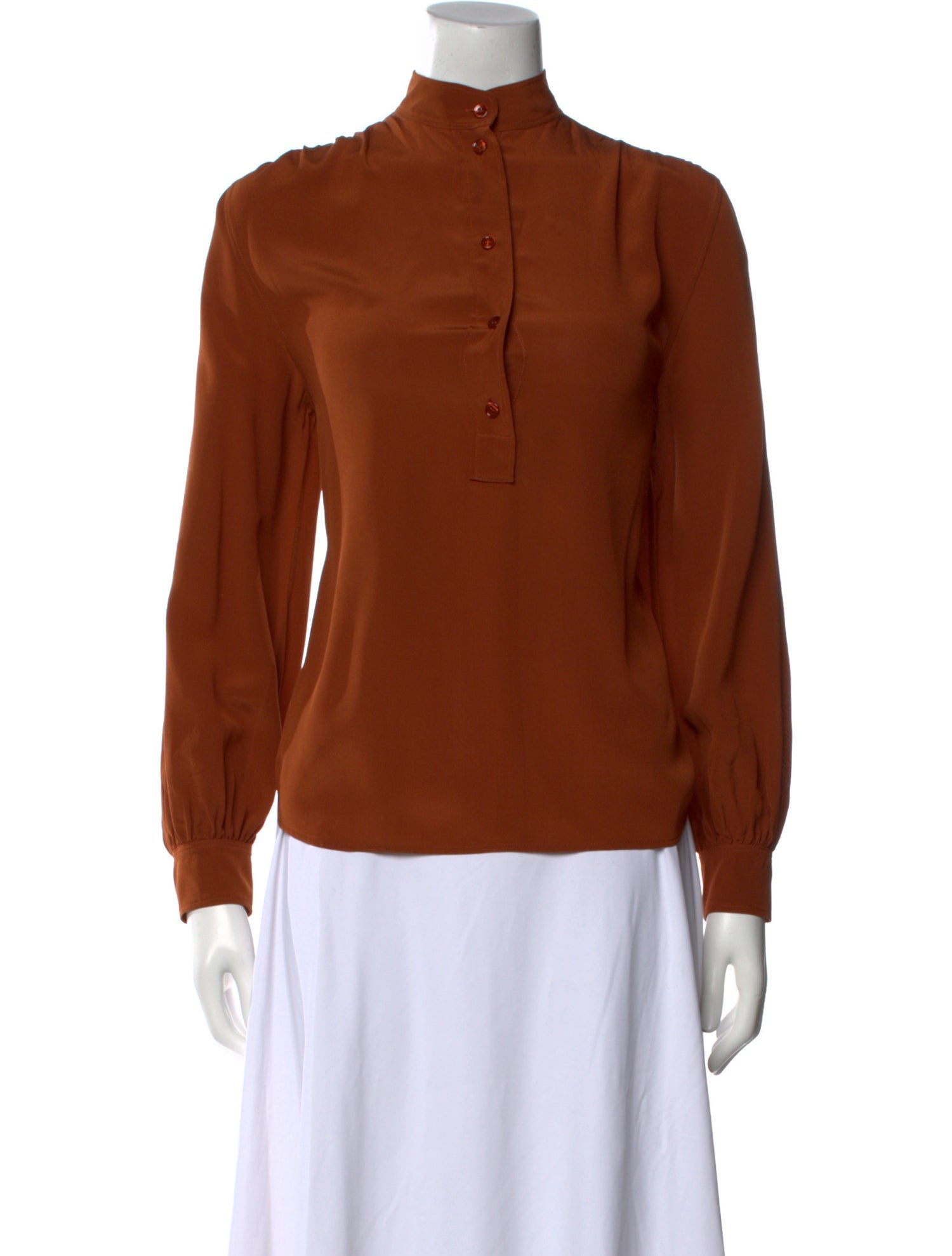 Saint Laurent Silk Mock Neck Blouse