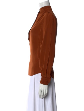 Saint Laurent Silk Mock Neck Blouse