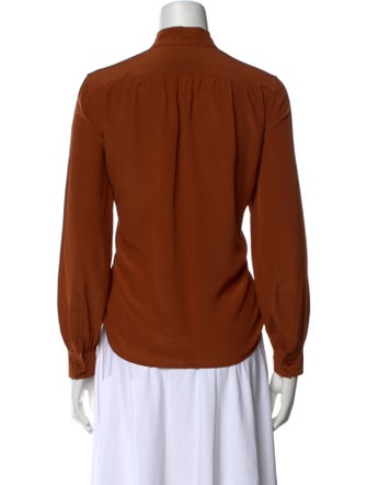 Saint Laurent Silk Mock Neck Blouse