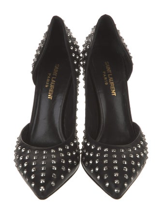 Saint Laurent Leather Studded Accents D'Orsay Pumps