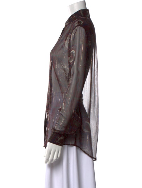 Saint Laurent Silk Printed Button-Up Top