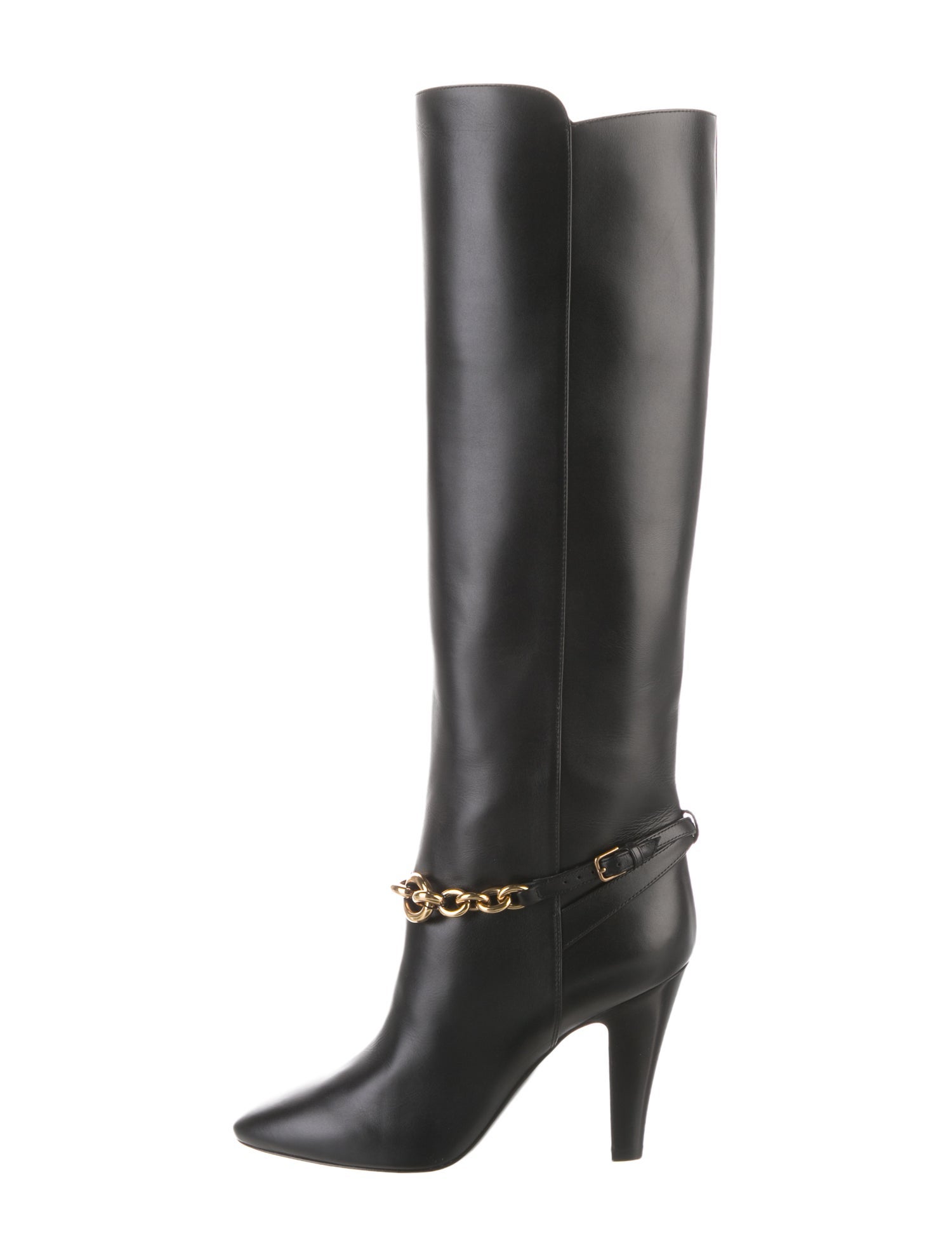 Saint Laurent Leather Chain-Link Accents Boots