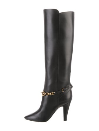 Saint Laurent Leather Chain-Link Accents Boots