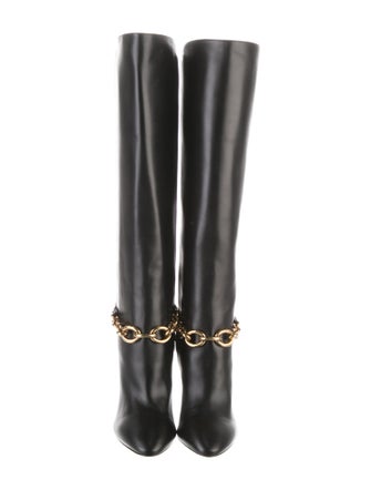 Saint Laurent Leather Chain-Link Accents Boots