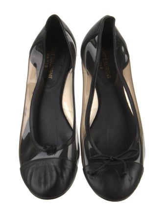 Saint Laurent Leather Bow Accents Ballet Flats