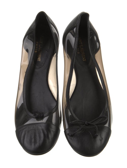 Saint Laurent Leather Bow Accents Ballet Flats