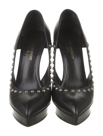 Saint Laurent Leather Cutout Accent Pumps