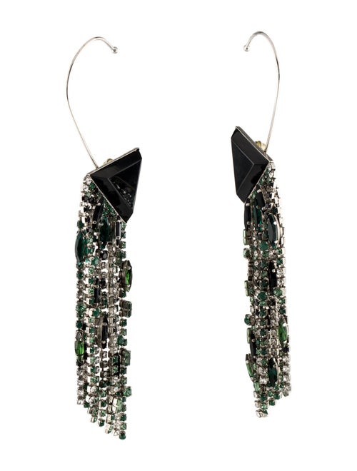 Saint Laurent Crystal & Resin Triangle Clip-On Tassel Earrings
