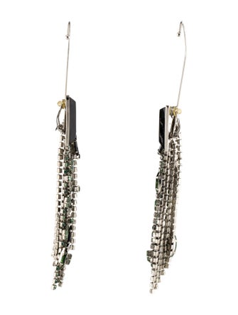 Saint Laurent Crystal & Resin Triangle Clip-On Tassel Earrings