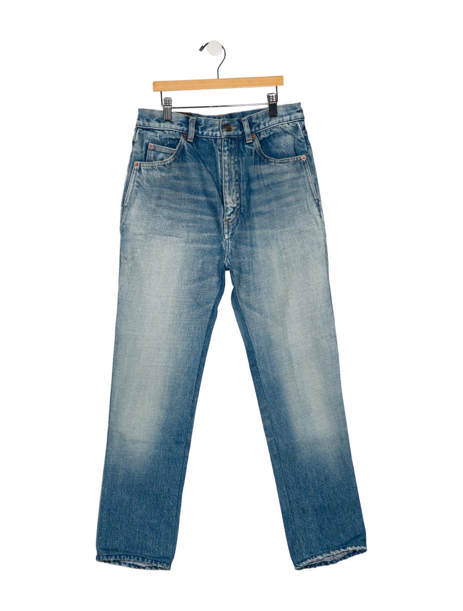 Saint Laurent High-Rise Straight Leg Jeans