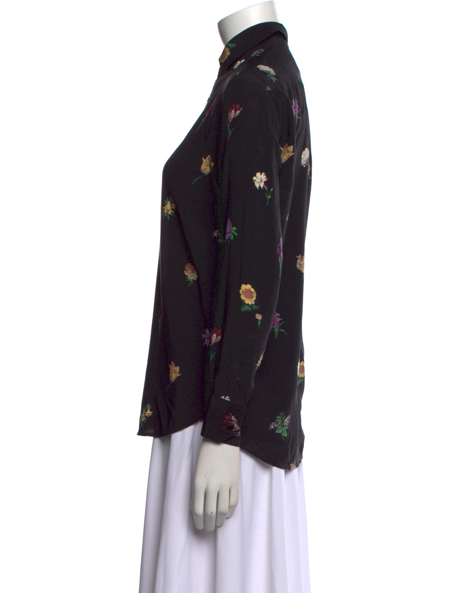 Saint Laurent Silk Printed Button-Up Top