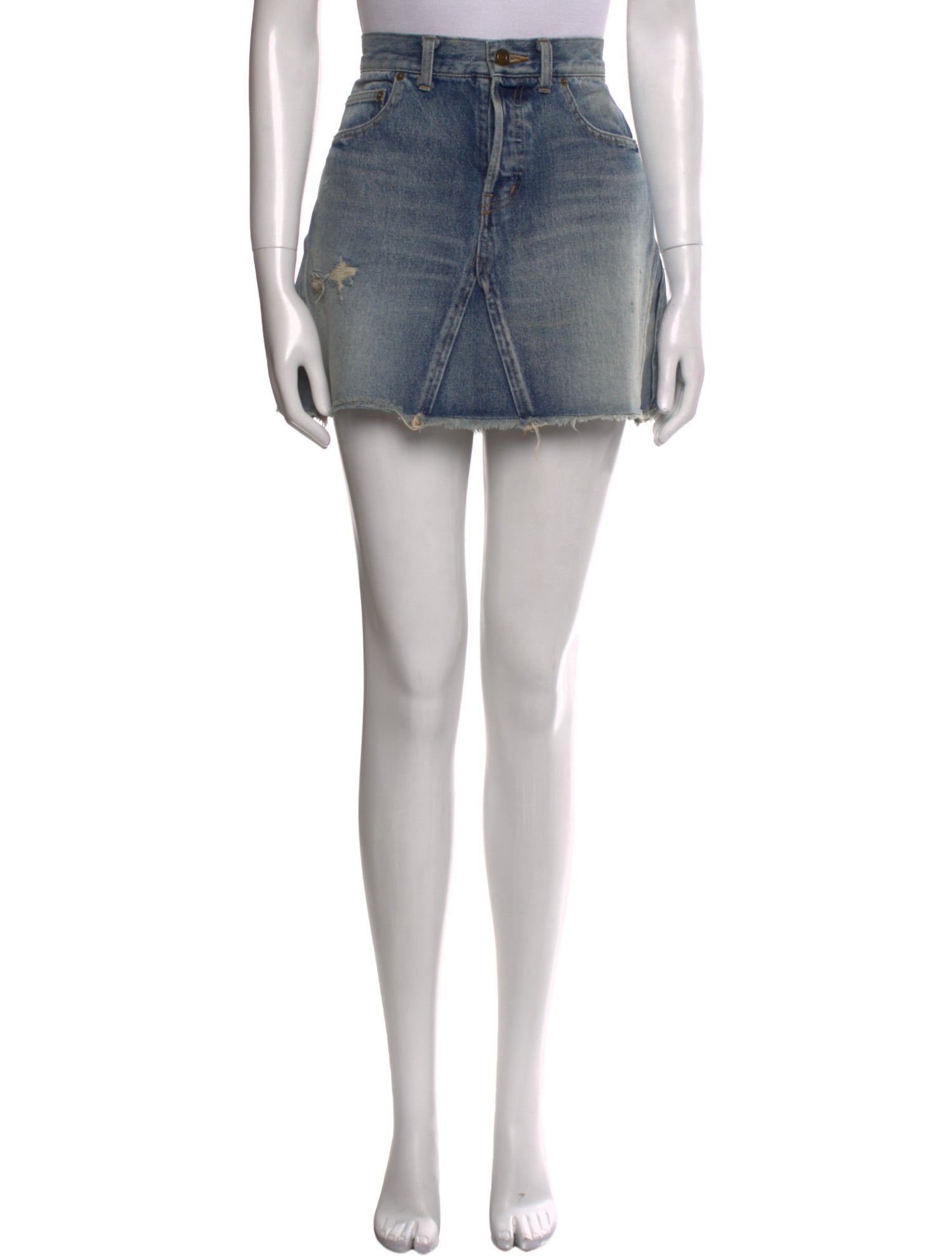 Saint Laurent Raw-Edge Trim Mini Skirt