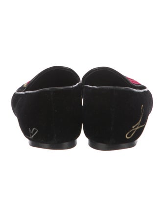 Saint Laurent Velvet Graphic Print Loafers