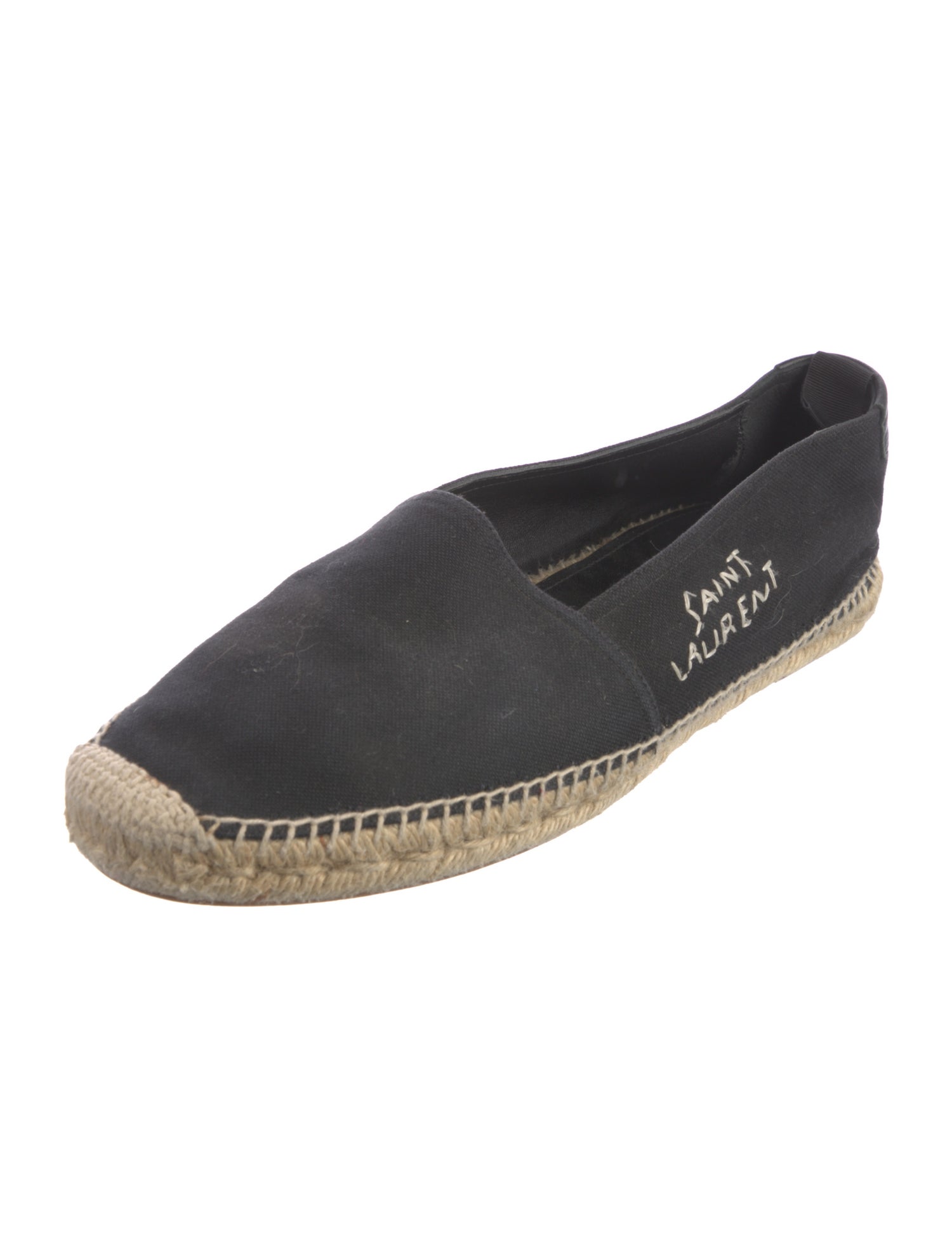 Saint Laurent Canvas Embroidered Accent Slippers