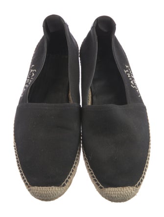 Saint Laurent Canvas Embroidered Accent Slippers